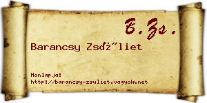 Barancsy Zsüliet névjegykártya